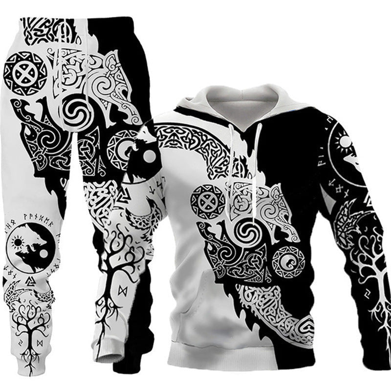 Animal-print Hooded Pullover Sweatshirt And Menswomens Sportswear Set - RALO COLLECTION STUDIO