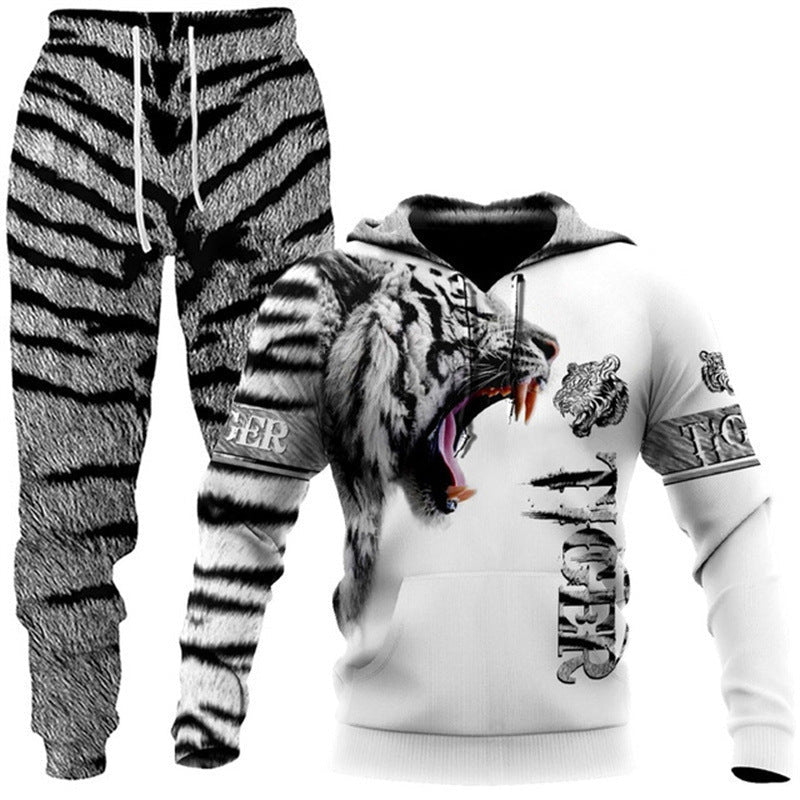 Animal-print Hooded Pullover Sweatshirt And Menswomens Sportswear Set - RALO COLLECTION STUDIO