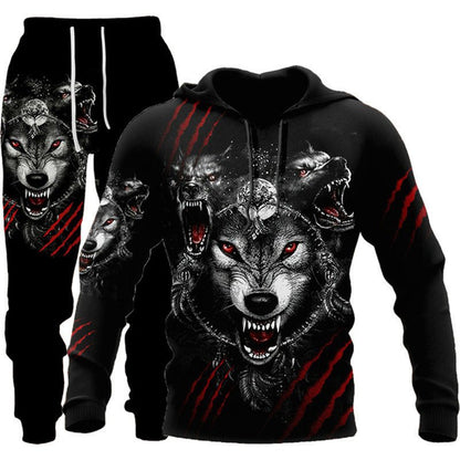 Animal-print Hooded Pullover Sweatshirt And Menswomens Sportswear Set - RALO COLLECTION STUDIO