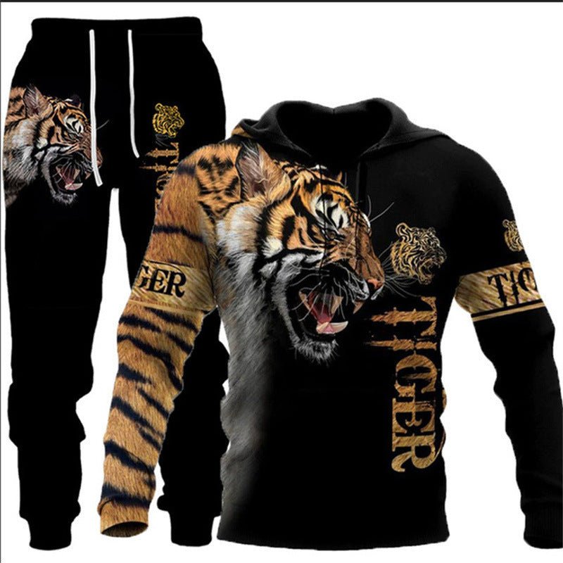 Animal-print Hooded Pullover Sweatshirt And Menswomens Sportswear Set - RALO COLLECTION STUDIO