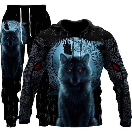Animal-print Hooded Pullover Sweatshirt And Menswomens Sportswear Set - RALO COLLECTION STUDIO