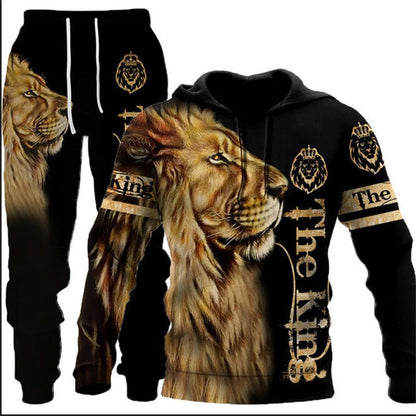 Animal-print Hooded Pullover Sweatshirt And Menswomens Sportswear Set - RALO COLLECTION STUDIO