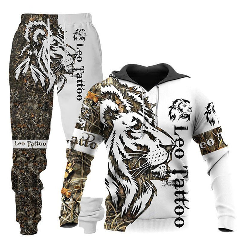 Animal-print Hooded Pullover Sweatshirt And Menswomens Sportswear Set - RALO COLLECTION STUDIO