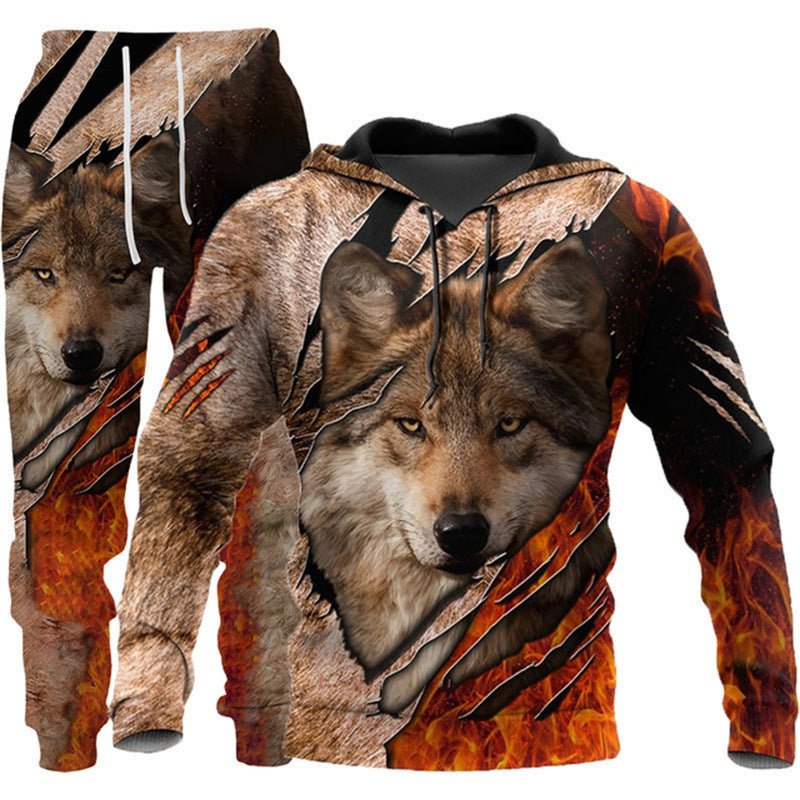 Animal-print Hooded Pullover Sweatshirt And Menswomens Sportswear Set - RALO COLLECTION STUDIO