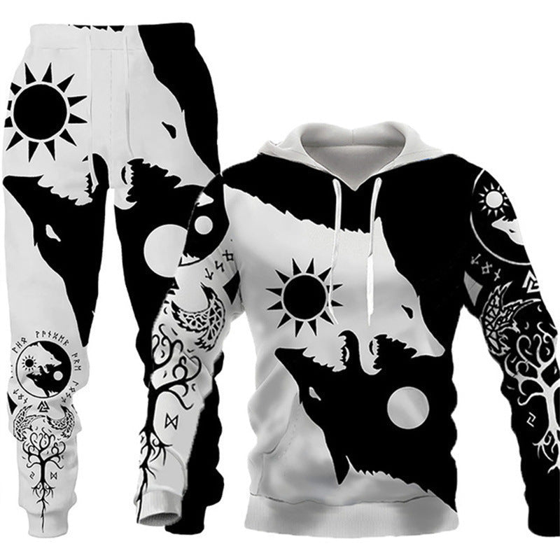 Animal-print Hooded Pullover Sweatshirt And Menswomens Sportswear Set - RALO COLLECTION STUDIO