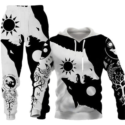 Animal-print Hooded Pullover Sweatshirt And Menswomens Sportswear Set - RALO COLLECTION STUDIO