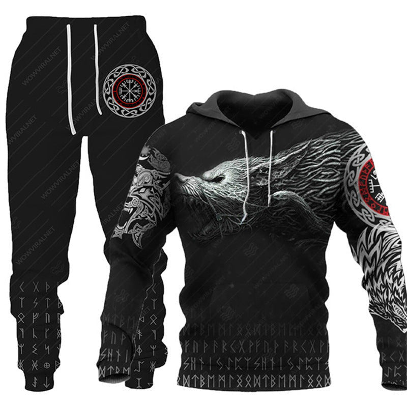 Animal-print Hooded Pullover Sweatshirt And Menswomens Sportswear Set - RALO COLLECTION STUDIO