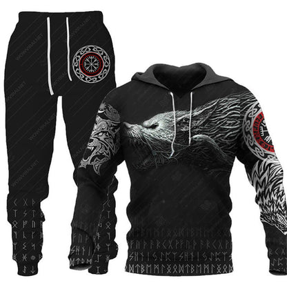 Animal-print Hooded Pullover Sweatshirt And Menswomens Sportswear Set - RALO COLLECTION STUDIO