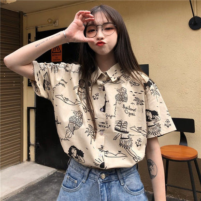 Anime Shirt Girls Summer Short Sleeve Kawaii Harajuku Korean - RALO COLLECTION STUDIO