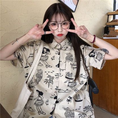 Anime Shirt Girls Summer Short Sleeve Kawaii Harajuku Korean - RALO COLLECTION STUDIO