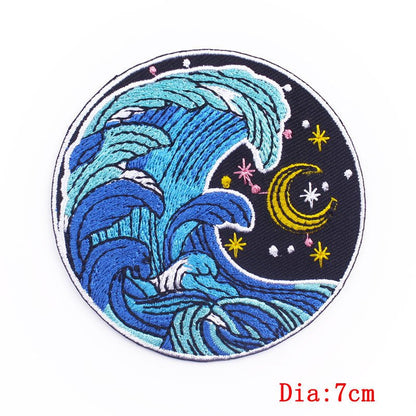 Anime Wave Embroidery Cloth Paste Computer Embroidered T Shirt With Back Glue DIY Patch - RALO COLLECTION STUDIO