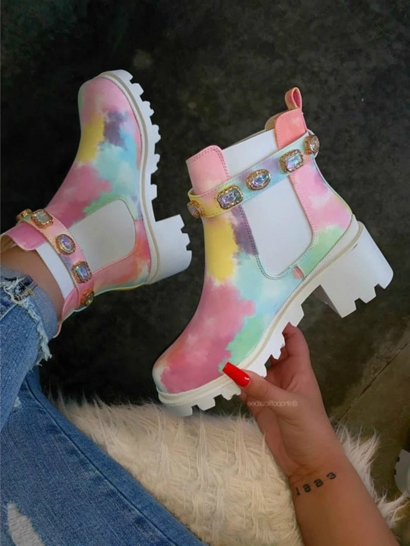 Ankle Boots for Woman Crystal Belt Buckle Real Boots - RALO COLLECTION STUDIO