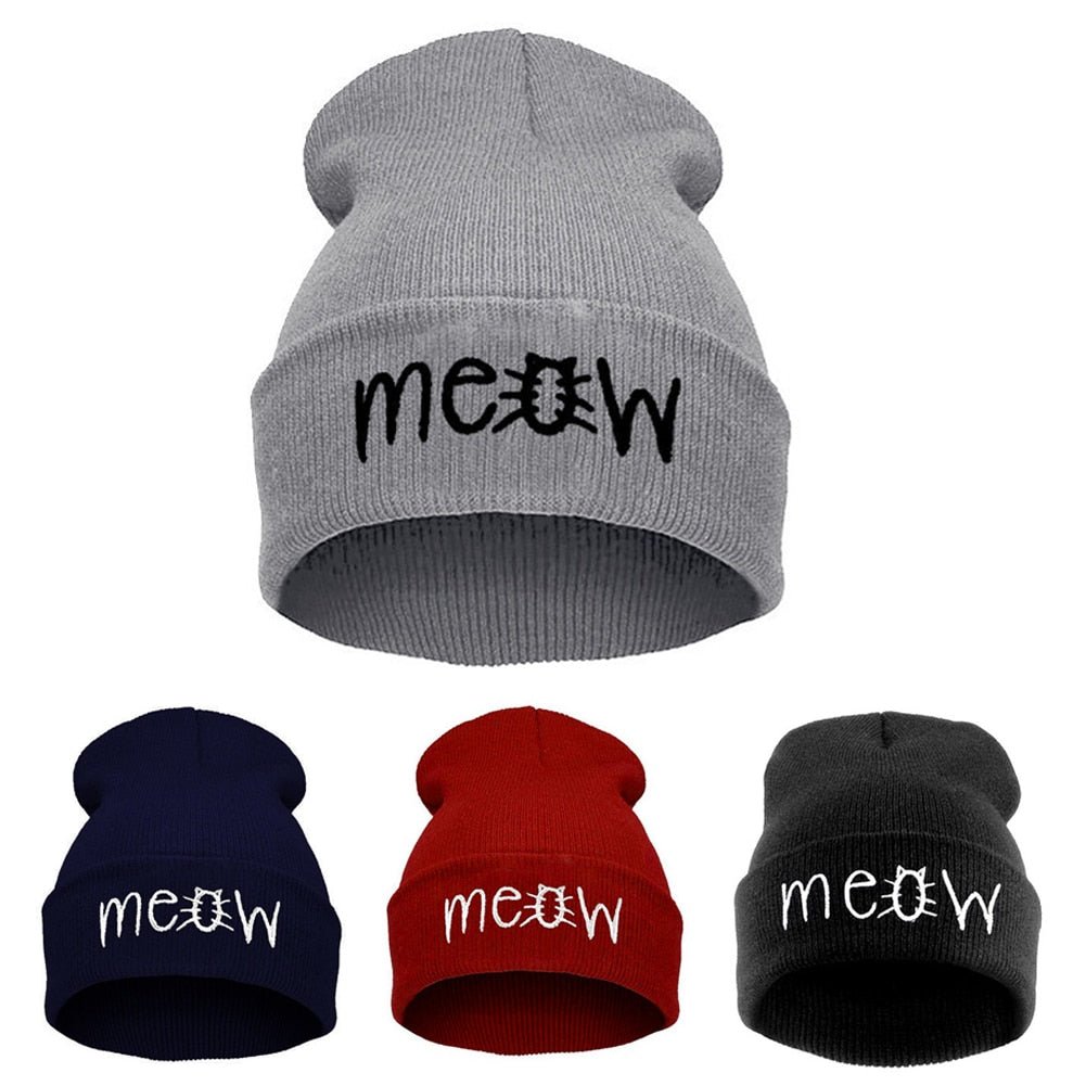 Ralo Autumn MEOW Knitted Beanie Hat - Warm Winter Skull Cap For Men & Women - RALO COLLECTION STUDIO