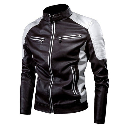AutumnWinter Casual Biker-Style Patchwork Leather Jacket - RALO COLLECTION STUDIO