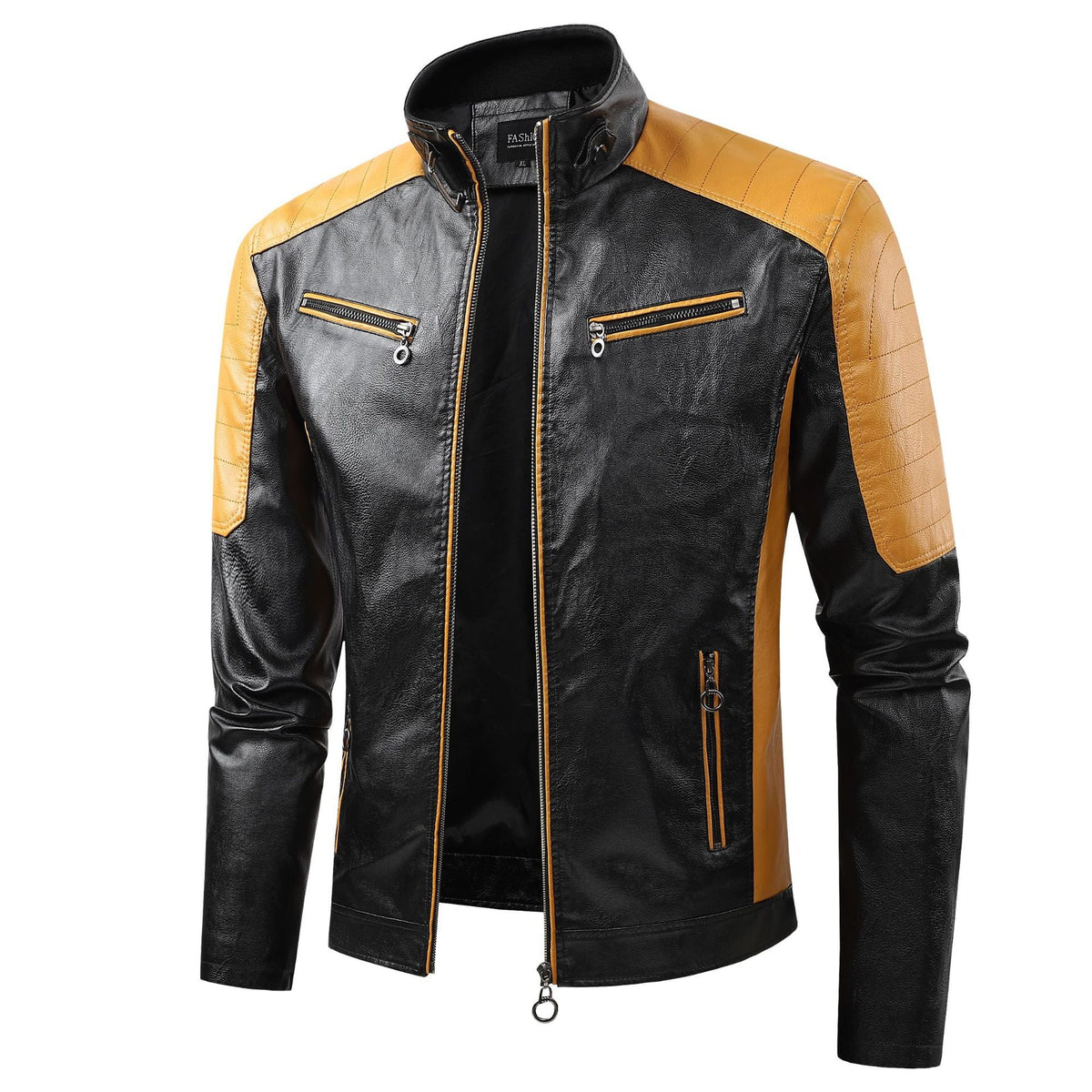 AutumnWinter Casual Biker-Style Patchwork Leather Jacket - RALO COLLECTION STUDIO