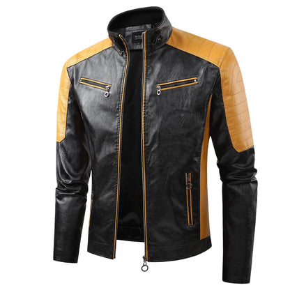 AutumnWinter Casual Biker-Style Patchwork Leather Jacket - RALO COLLECTION STUDIO