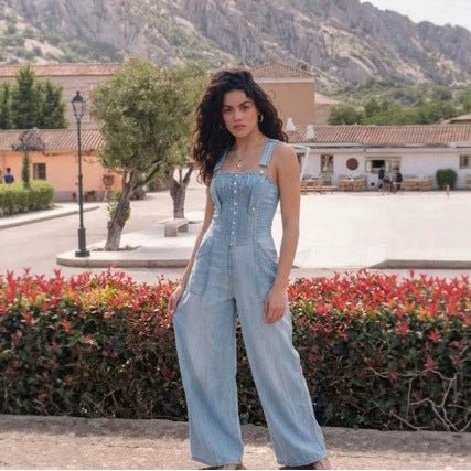 Blue Sexy Buttoned Denim Long Dress - RALO COLLECTION STUDIO