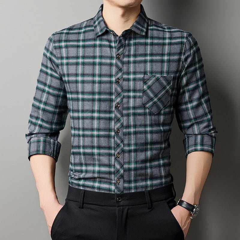 Men's Breathable Fashionable Plaid Print Long-Sleeve Shirt Ralo Collection - RALO COLLECTION STUDIO