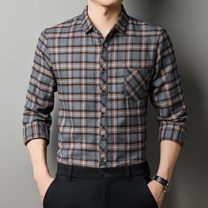Men's Breathable Fashionable Plaid Print Long-Sleeve Shirt Ralo Collection - RALO COLLECTION STUDIO