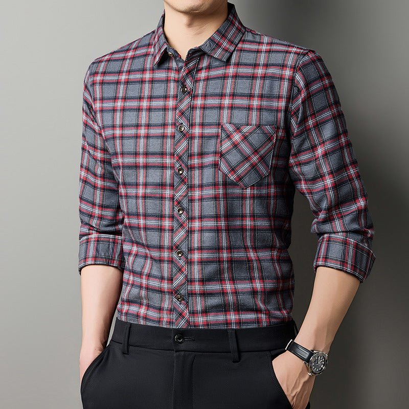 Men's Breathable Fashionable Plaid Print Long-Sleeve Shirt Ralo Collection - RALO COLLECTION STUDIO