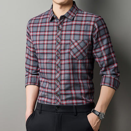 Men's Breathable Fashionable Plaid Print Long-Sleeve Shirt Ralo Collection - RALO COLLECTION STUDIO