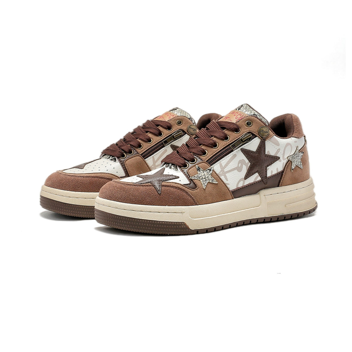 Brown Star Retro Board Shoes For Men - RALO COLLECTION STUDIO