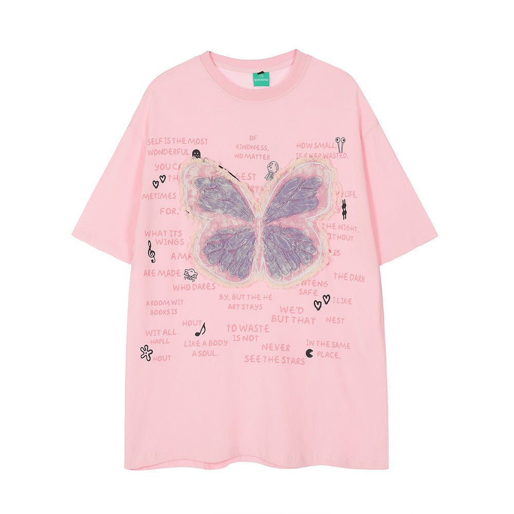 Butterfly Patch Casual Short-sleeved T-shirt For Men - RALO COLLECTION STUDIO