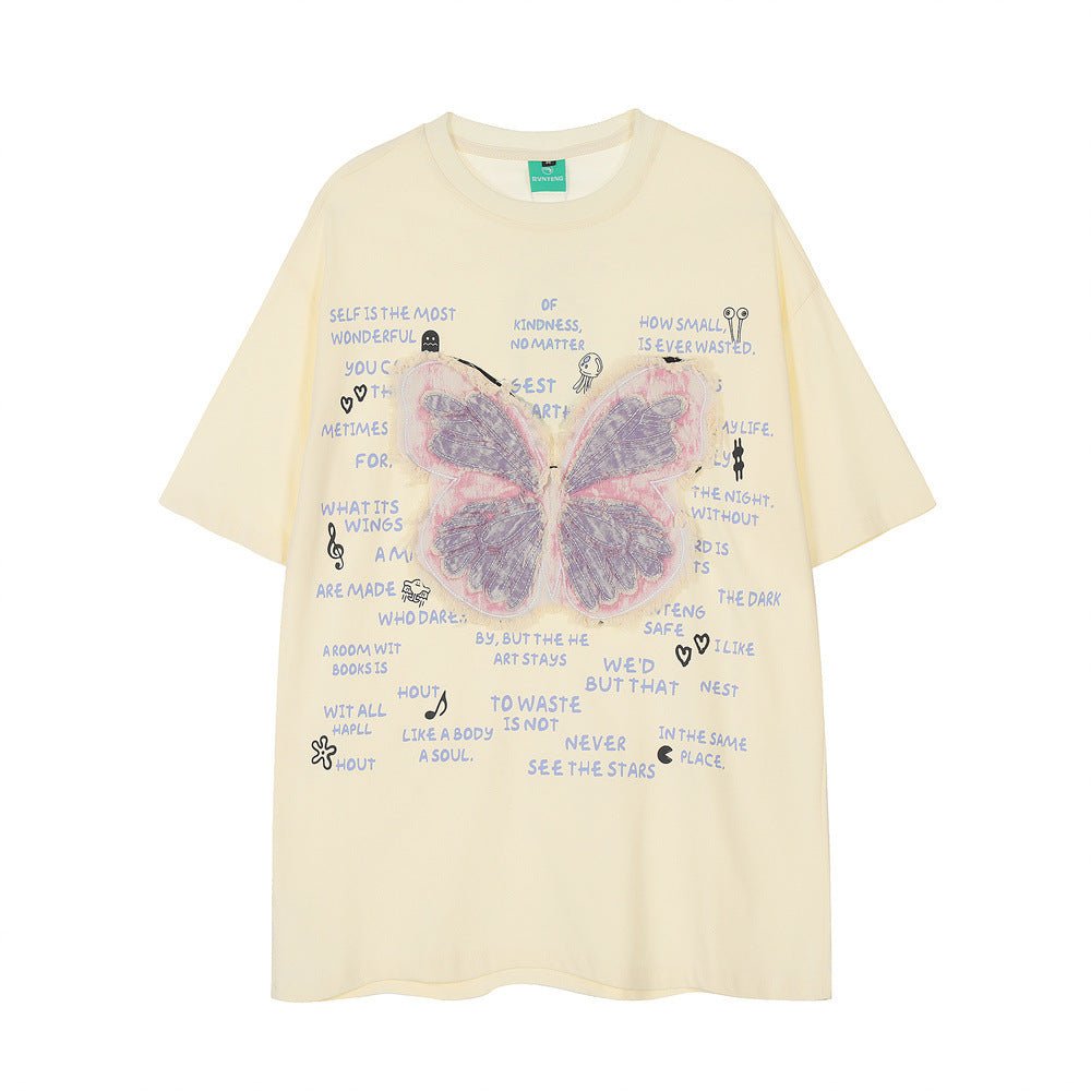 Butterfly Patch Casual Short-sleeved T-shirt For Men - RALO COLLECTION STUDIO