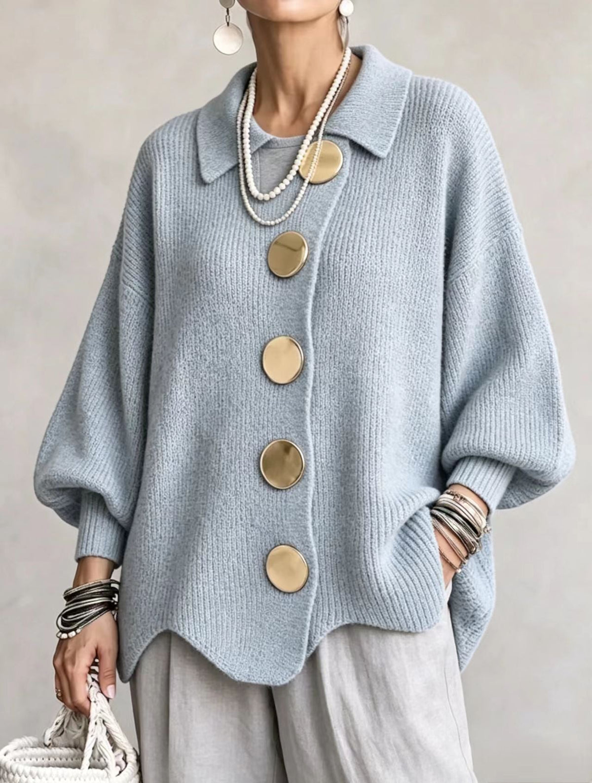 Cozy Lapel Button Knitted Cardigan Sweater Ralo Collection - RALO COLLECTION STUDIO