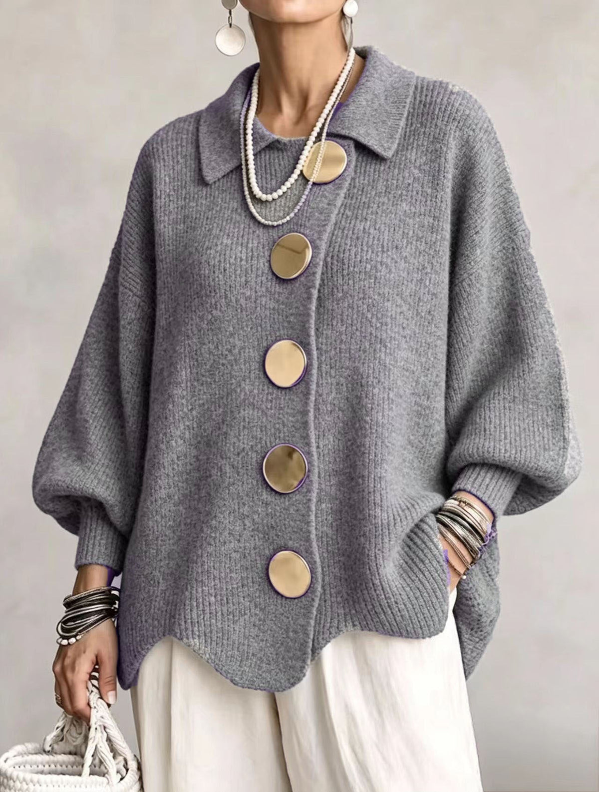 Cozy Lapel Button Knitted Cardigan Sweater Ralo Collection - RALO COLLECTION STUDIO