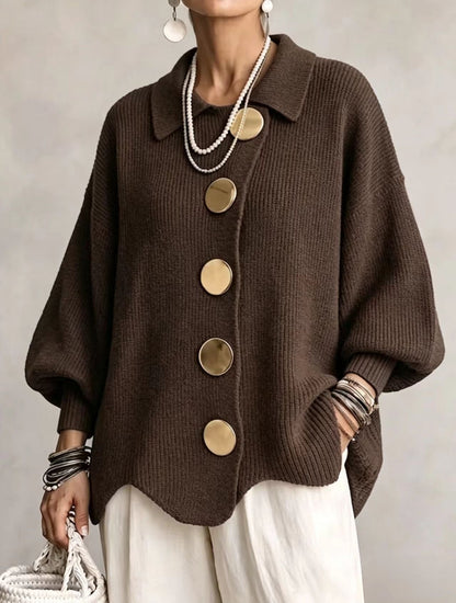 Cozy Lapel Button Knitted Cardigan Sweater Ralo Collection - RALO COLLECTION STUDIO