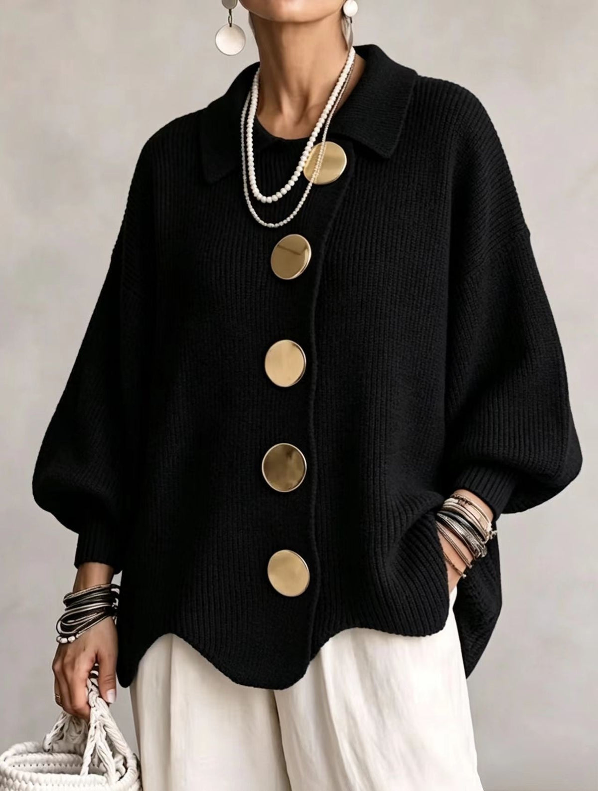 Cozy Lapel Button Knitted Cardigan Sweater Ralo Collection - RALO COLLECTION STUDIO