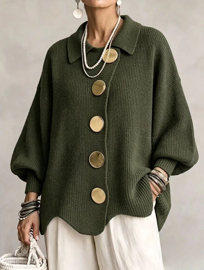 Cozy Lapel Button Knitted Cardigan Sweater Ralo Collection - RALO COLLECTION STUDIO