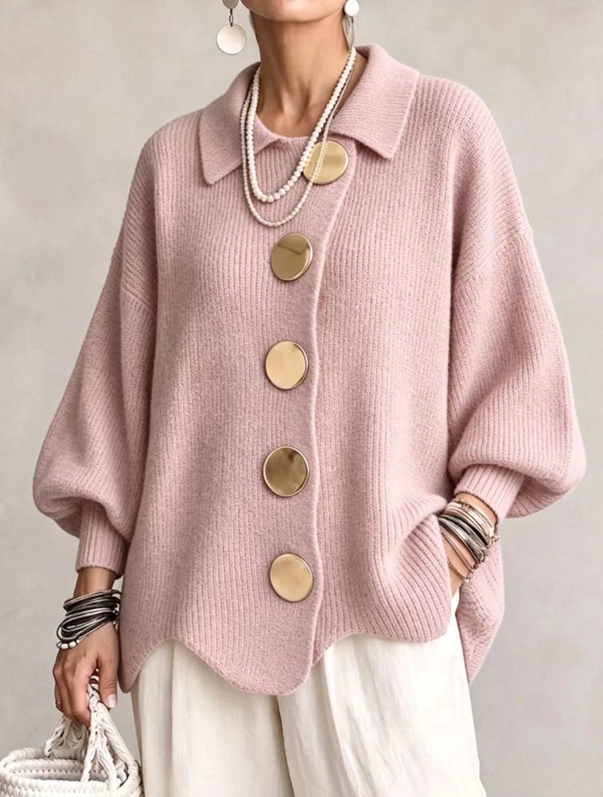 Cozy Lapel Button Knitted Cardigan Sweater Ralo Collection - RALO COLLECTION STUDIO