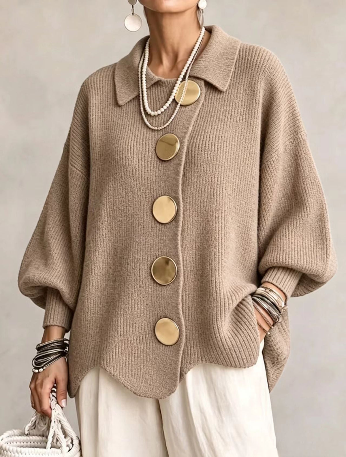 Cozy Lapel Button Knitted Cardigan Sweater Ralo Collection - RALO COLLECTION STUDIO