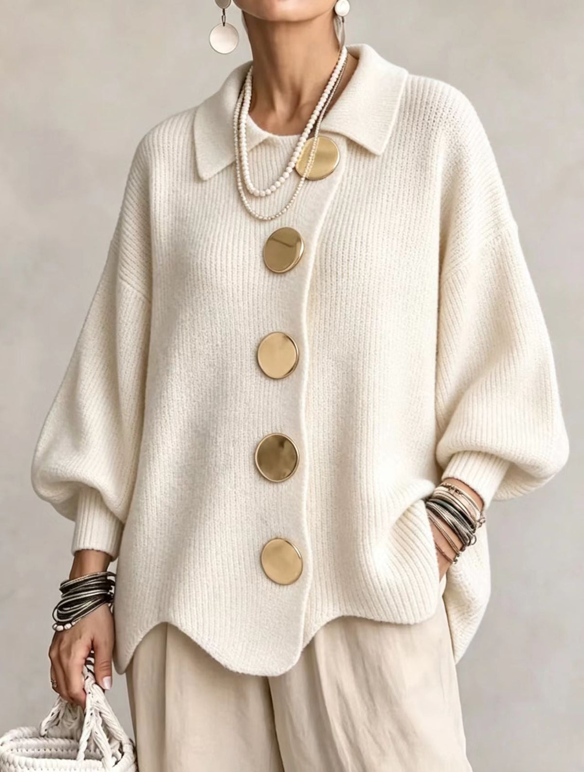 Cozy Lapel Button Knitted Cardigan Sweater Ralo Collection - RALO COLLECTION STUDIO