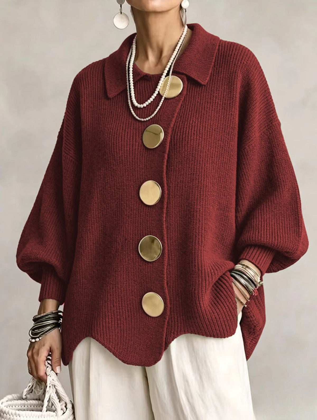 Cozy Lapel Button Knitted Cardigan Sweater Ralo Collection - RALO COLLECTION STUDIO
