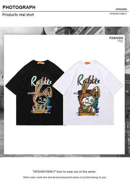 Cartoon Anime Loose T-shirt Round Neck Pullover Leisure Short Sleeve - RALO COLLECTION STUDIO
