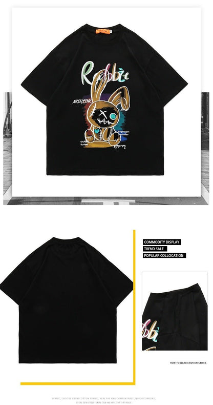 Cartoon Anime Loose T-shirt Round Neck Pullover Leisure Short Sleeve - RALO COLLECTION STUDIO