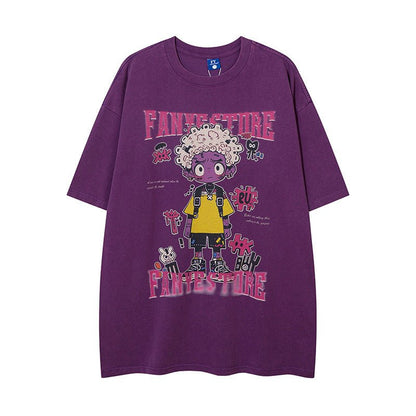 Cartoon Anime Print Distressed T-shirt For Men - RALO COLLECTION STUDIO