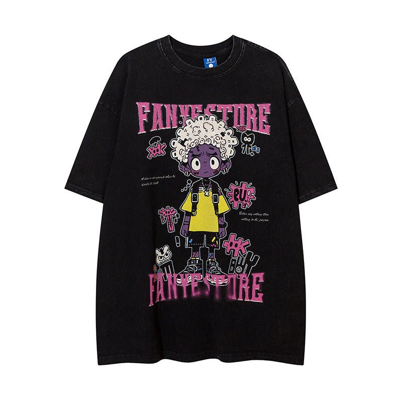 Cartoon Anime Print Distressed T-shirt For Men - RALO COLLECTION STUDIO