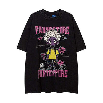 Cartoon Anime Print Distressed T-shirt For Men - RALO COLLECTION STUDIO
