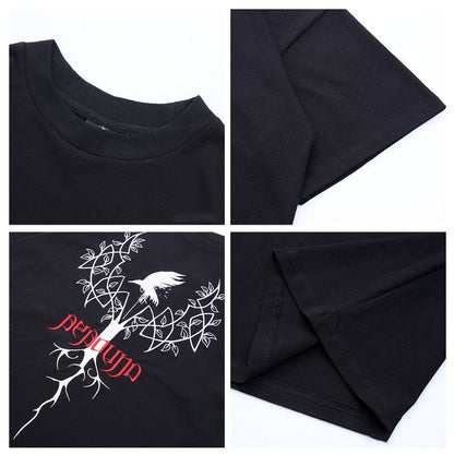 Cartoon Five-point Sleeve T-shirt Male Short-sleeved Letter Printing Japanese Tide Brand Anime Hip-hop Sleeve Top - RALO COLLECTION STUDIO