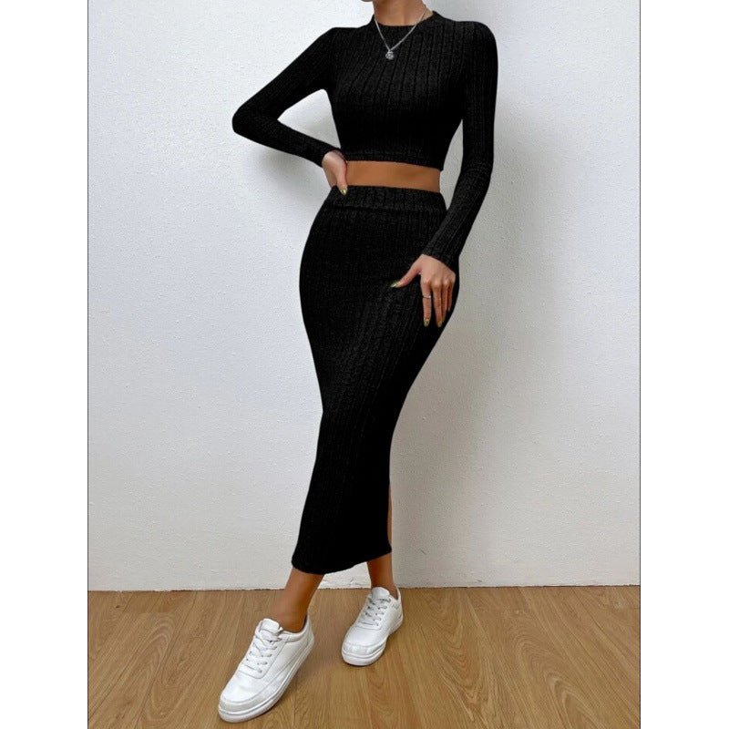 Casual Chic Crew-neck Long-sleeve Sheath Dress Knit Set - RALO COLLECTION STUDIO