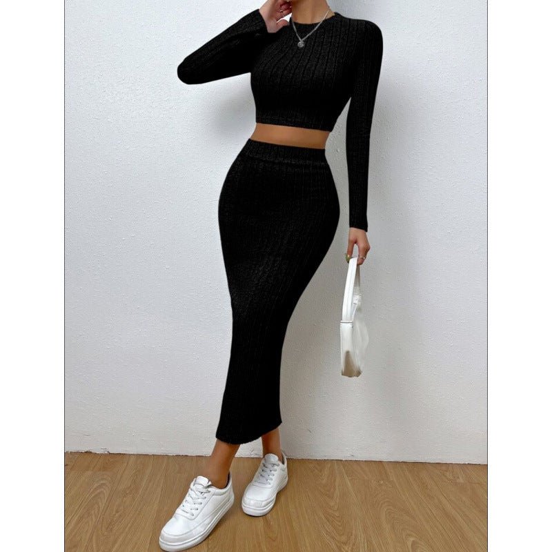 Casual Chic Crew-neck Long-sleeve Sheath Dress Knit Set - RALO COLLECTION STUDIO