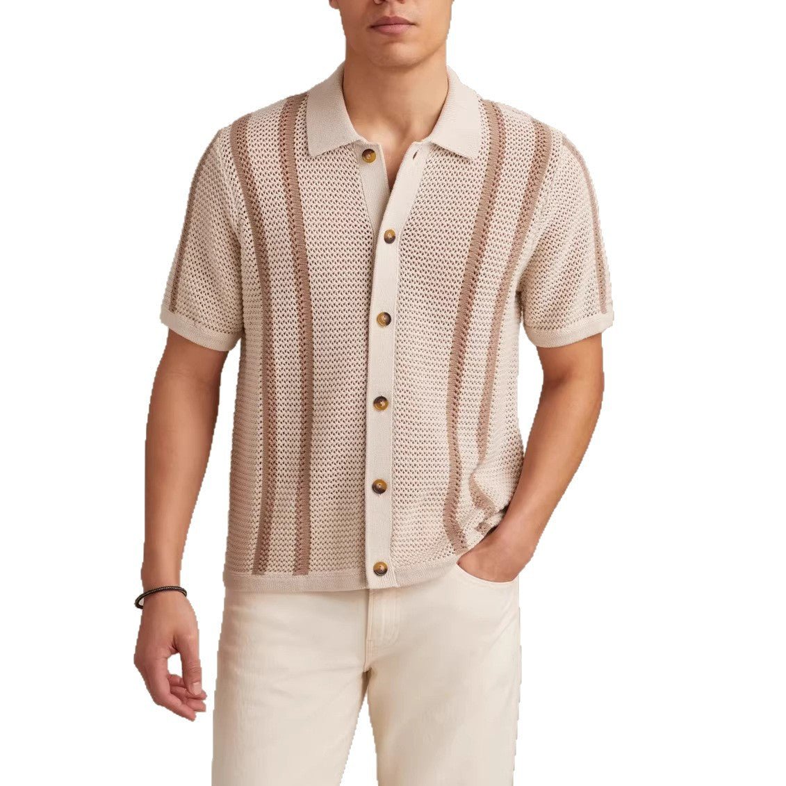Casual Hollow-Knit Polo Shirt Men's Top Cardigan - RALO COLLECTION STUDIO