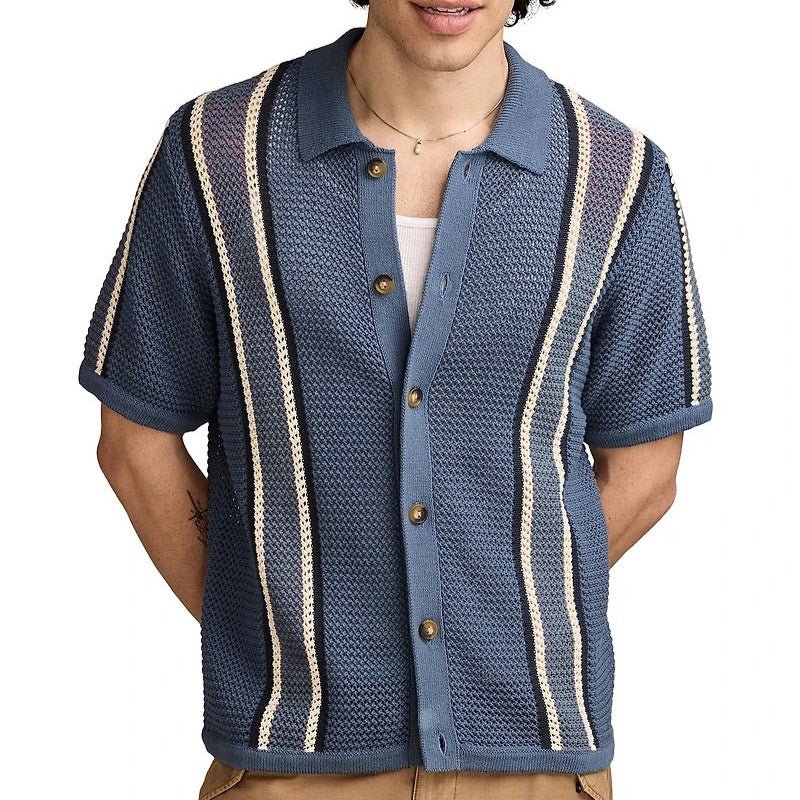 Casual Hollow-Knit Polo Shirt Men's Top Cardigan - RALO COLLECTION STUDIO