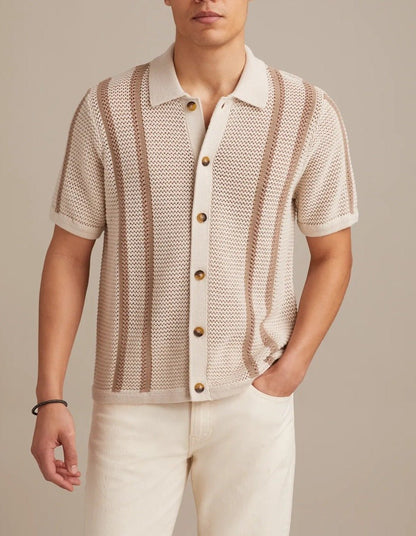 Casual Hollow-Knit Polo Shirt Men's Top Cardigan - RALO COLLECTION STUDIO