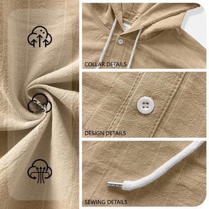 Casual Mens Loose-fit Vertical-striped Hooded Long-sleeve Shirt - RALO COLLECTION STUDIO