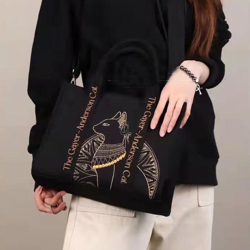 Ralo Preppy Cat Embroidered Canvas Messenger Bag - RALO COLLECTION STUDIO